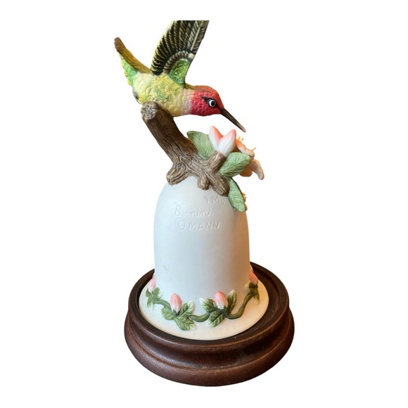 Vintage Bell adorned with pretty pink flowers and a hummingbird. Mint! - Picture 5 of 7